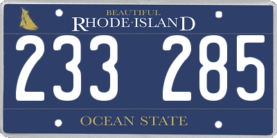 RI license plate 233285
