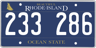 RI license plate 233286