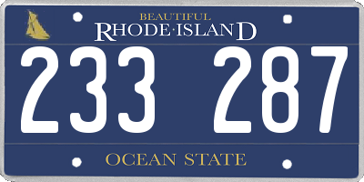 RI license plate 233287