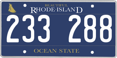RI license plate 233288