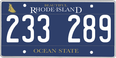 RI license plate 233289