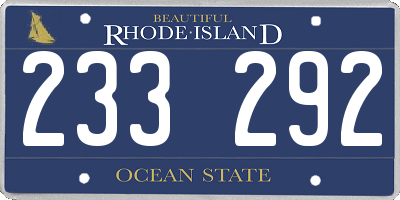 RI license plate 233292