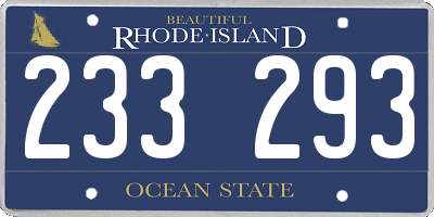 RI license plate 233293