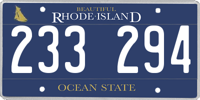 RI license plate 233294