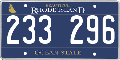 RI license plate 233296