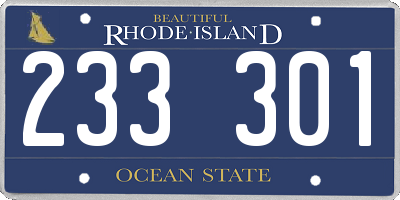 RI license plate 233301