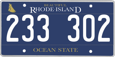 RI license plate 233302