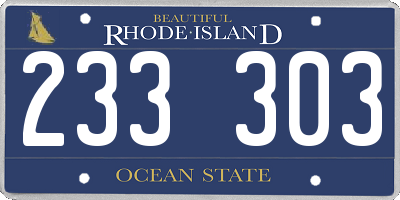RI license plate 233303