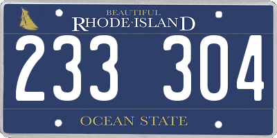 RI license plate 233304