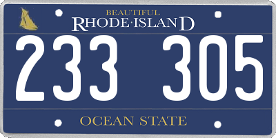 RI license plate 233305