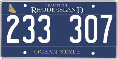 RI license plate 233307