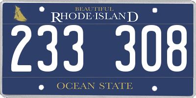 RI license plate 233308