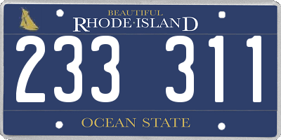 RI license plate 233311