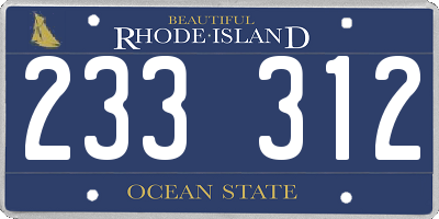 RI license plate 233312