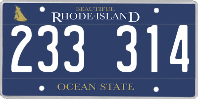 RI license plate 233314