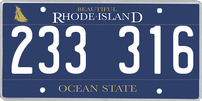 RI license plate 233316