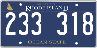 RI license plate 233318