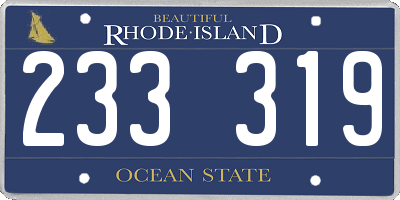 RI license plate 233319