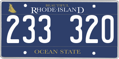 RI license plate 233320