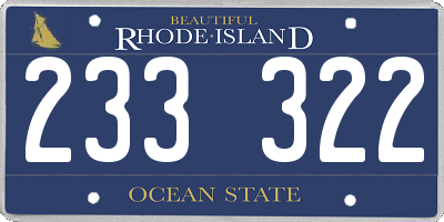 RI license plate 233322