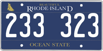 RI license plate 233323