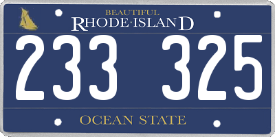 RI license plate 233325