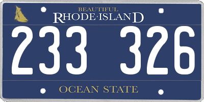 RI license plate 233326