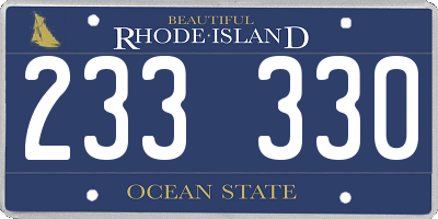 RI license plate 233330