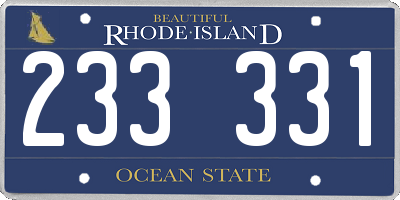 RI license plate 233331