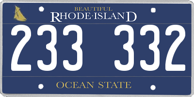 RI license plate 233332