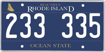 RI license plate 233335