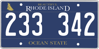 RI license plate 233342