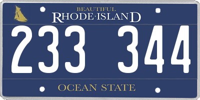 RI license plate 233344