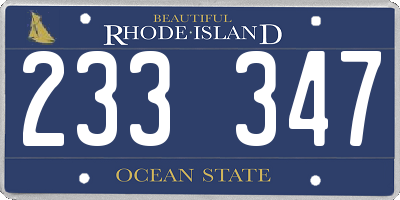 RI license plate 233347