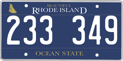 RI license plate 233349