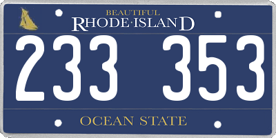 RI license plate 233353