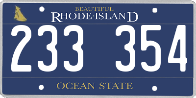 RI license plate 233354