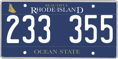 RI license plate 233355