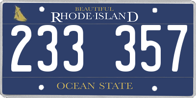 RI license plate 233357
