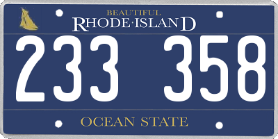 RI license plate 233358