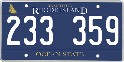 RI license plate 233359