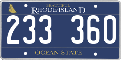 RI license plate 233360