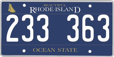 RI license plate 233363