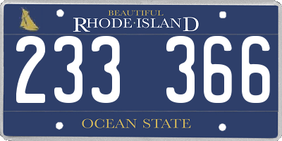 RI license plate 233366
