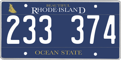 RI license plate 233374