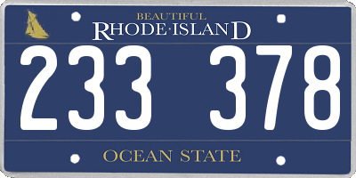 RI license plate 233378
