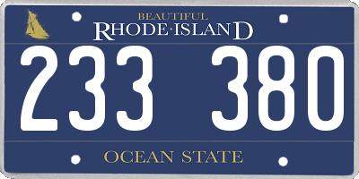 RI license plate 233380