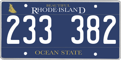 RI license plate 233382