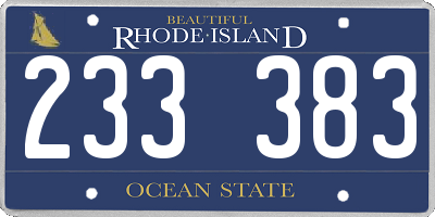 RI license plate 233383