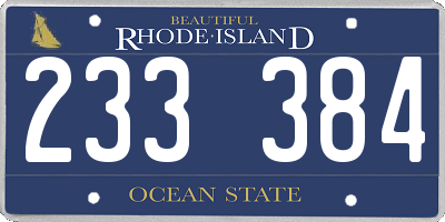 RI license plate 233384